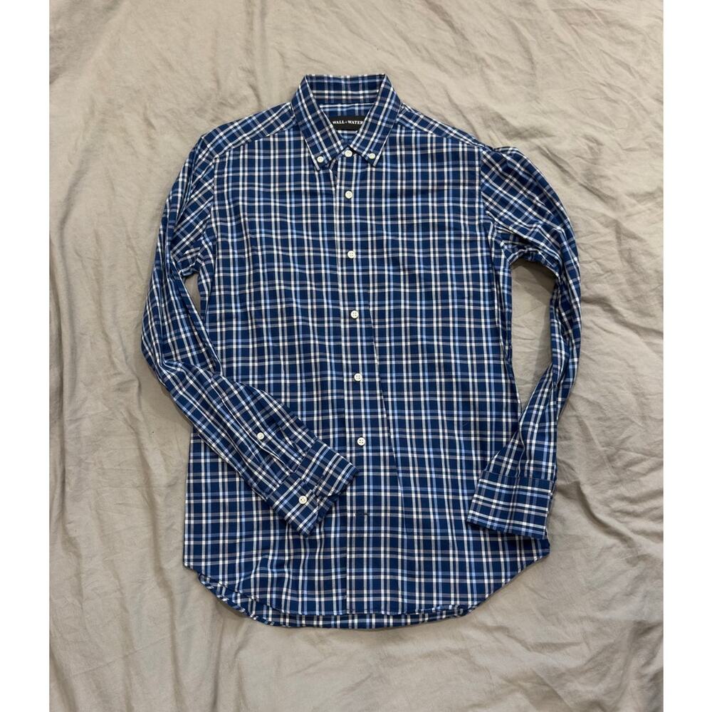 Wall + Water Mens Blue/White Plaid Button Down Shirt